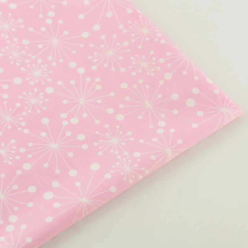 

New Arrivals Pink Cotton Fabric White Dandelion Desgins Bedding Clothing Doll Home Textile Quiting Patchwork Tissue Tecido