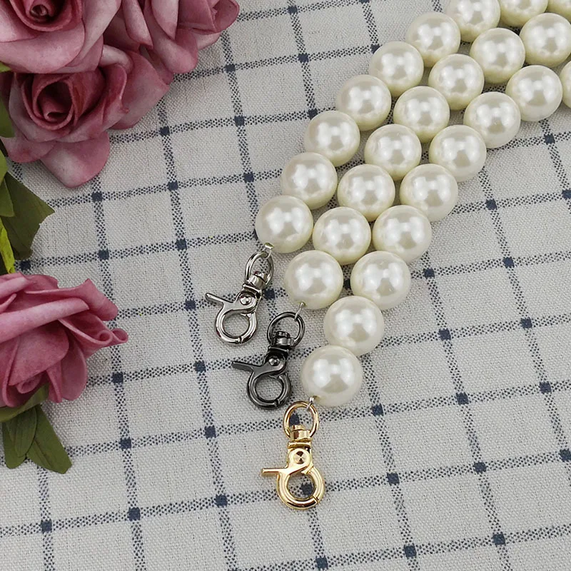 Pearl Chain Bag Strap Beaded Women Bag Accessories Gold Silver Buckle Long Pearl Belt For Bag Luxury Shoulder Straps Wholesale