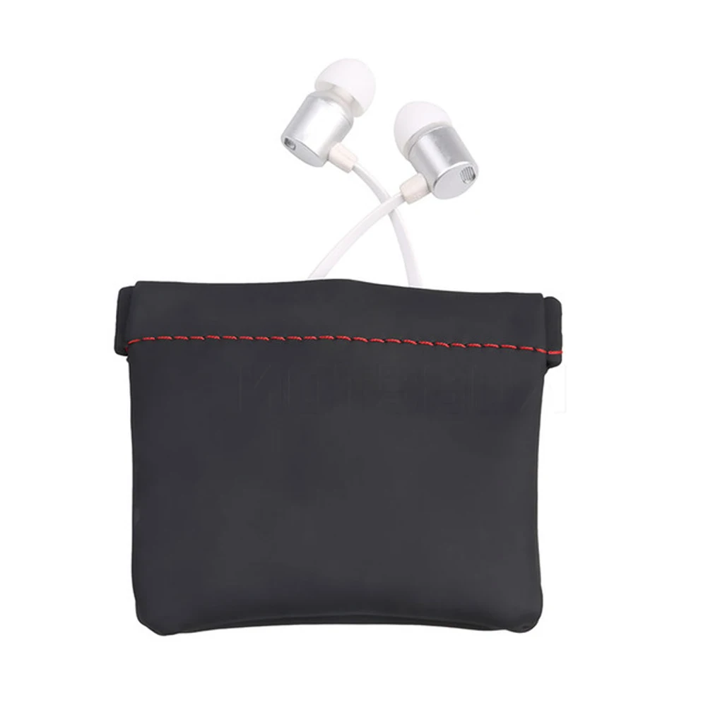 Mini PU Leather Earphone Bag Protective Headphone Bags Portable