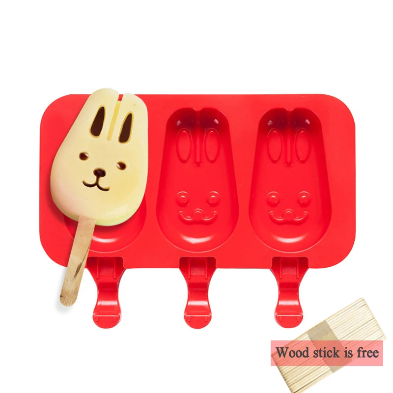 

3 Cell DIY Ice Cream Maker Mold Silicone Frozen Juice Popsicle Children Pop Ice Cube Dessert Mold Lolly Tray Ice Cream Tools