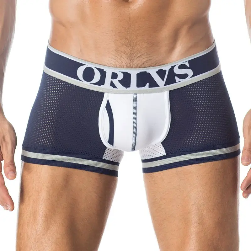 

ORLVS Brand Boxer Men Mesh U Pouch Underwear Sexy Underpants Cueca Cotton Male Panties Pants Trunks Boxer shorts Hot sale