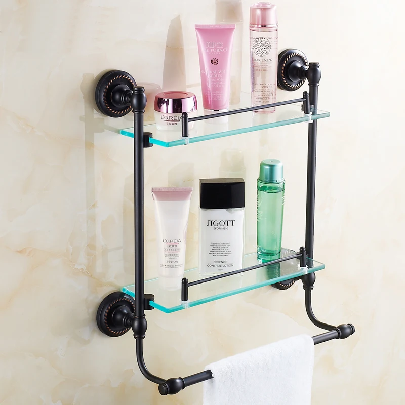 European Antique Oil Rubbed Bronze bathroom shelves towel racks black