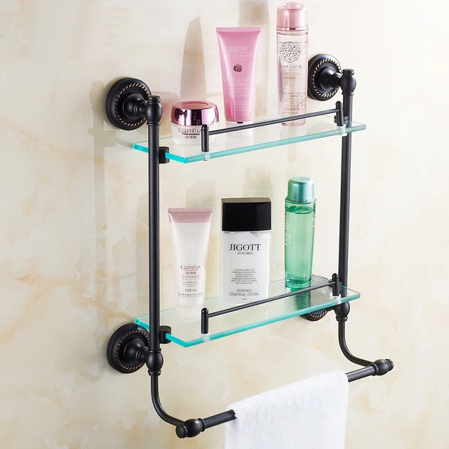 European Antique Oil Rubbed Bronze Bathroom Shelves Towel Racks European Antique Oil Rubbed Bronze Bathroom Shelves Towel Racks Black Bedroom Dual Tier Copper Gl