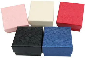 

200pcs/lot Scallop Pattern 5x5x3cm Carton Jewelry Boxes Earrings Rings Gift Boxes 5 Color Jewelry Packing MIXORDER Wholesale