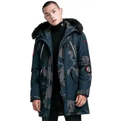 2018 новая качественная Парка мужская зимняя Длинная Куртка мужская с капюшоном Толстая хлопковая стеганая куртка Мужская s парка пальто