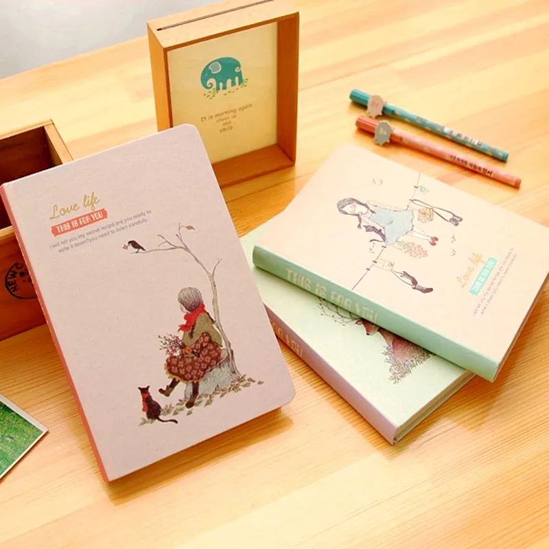 

NEW!Forest Girl Hardcover Notebook Cute Kawaii Blank color pages diary illustrations notepad filofax a5 planner agenda note book