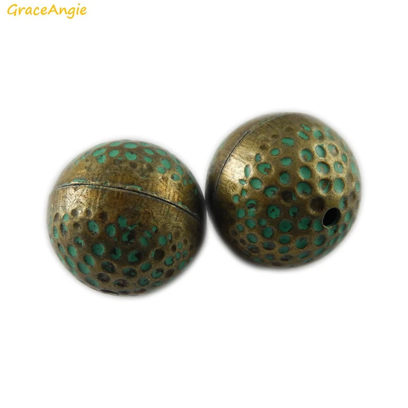 

GraceAngie 5PCS Round Ball Shape Openable Patina+Green Colored Jewelry Making Accessories DIY Crafts for Necklace Bangle Anklet