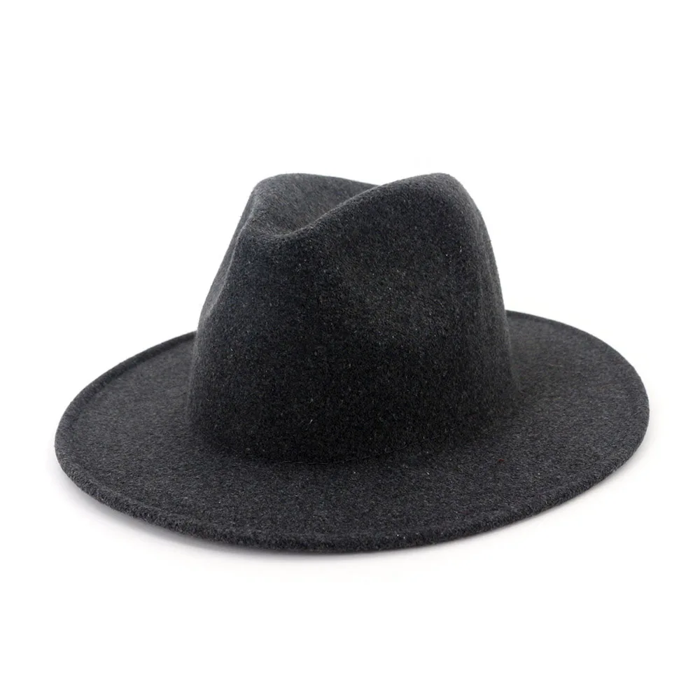 FS шерстяная черная шляпа для мужчин и женщин Элегантная широкополая мягкая фетровая шляпа Британский стиль зимняя винтажная церковная крестная шляпа Топ джаз шляпа - Цвет: FS1430 8