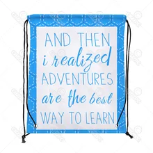 Синий розовый треугольник Геометрическая Цитата типографская Печать Drawstring Рюкзак хозяйственная дорожна Сумка Обувь Подарочная сумка mochilas feminina