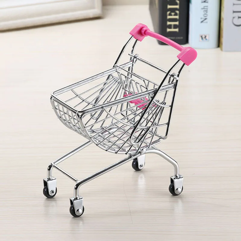 Мини Супермаркет корзина для покупок детская тележка имитация миниатюрная корзина для дома гостиная модель маленькие украшения - Цвет: Rose Red
