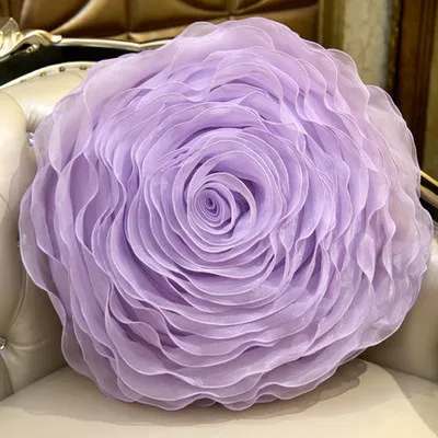 40 см круглый органза Rosa подушки с начинкой ручной работы диск floret Подушка Диван
