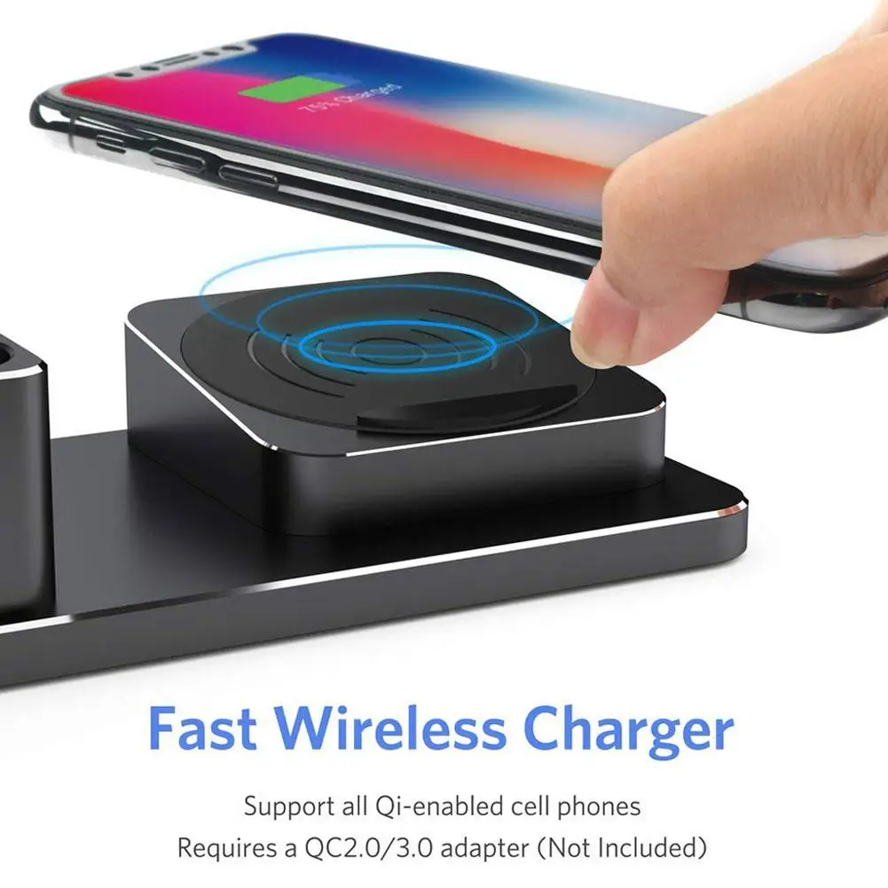 

3-in-1 Qi Fast Charging Wireless Charger Stand for Airpods iWatch Mobile Phones Fast Charging Wireless Charger Stand