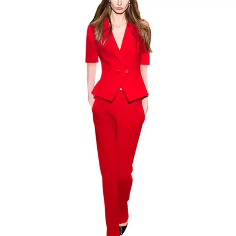 Mode pak pak vrouwelijke Nieuwe zomer high-end Europese/Amerikaanse temperament toevallige slanke pak + broek twee stuk pak Mode pak pak vrouwelijke Nieuwe zomer high-end Europese/Amerikaanse temperament toevallige slanke pak + broek twee stuk pak