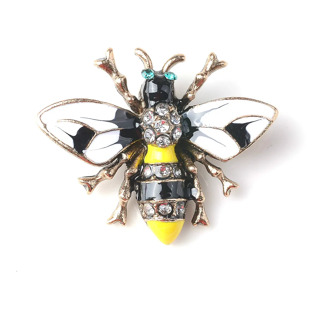 4x Bee Shape Alloy Crystal Enamel Craft Buttons Jewelry Making Findings for Clothing Bag Shoes Hair Accessories Decoration 31mm
