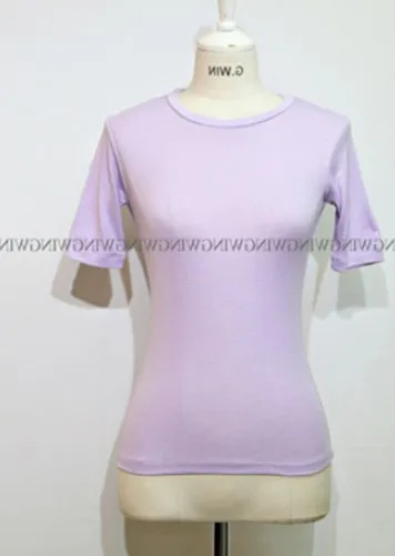 Летняя зеленая Новая женская футболка, базовая Повседневная футболка, Женская хлопковая футболка, тонкий топ с коротким рукавом, женская футболка джокер - Цвет: Purple