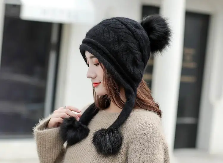 GBCNYIER кролика шапка Для женщин осень и зима ветрозащитная Утепленная одежда толстая меховая шапка универсальная защита ушей