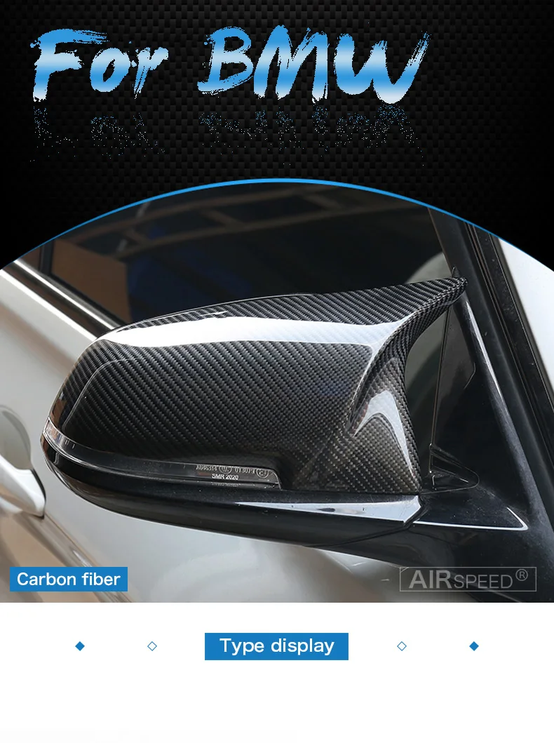 Airspeed for BMW F20 F21 F22 F23 F30 F31 F34 F32 F33 F36 E84 X1 I3 F87 Accessories Carbon Fiber Car Rearview Mirror Trim Cover (1)