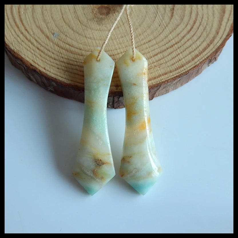 

Natural Amazonite Fashion Woman Earring Bead,Semiprecious jewelry earring,49x14x4mm,8.2g