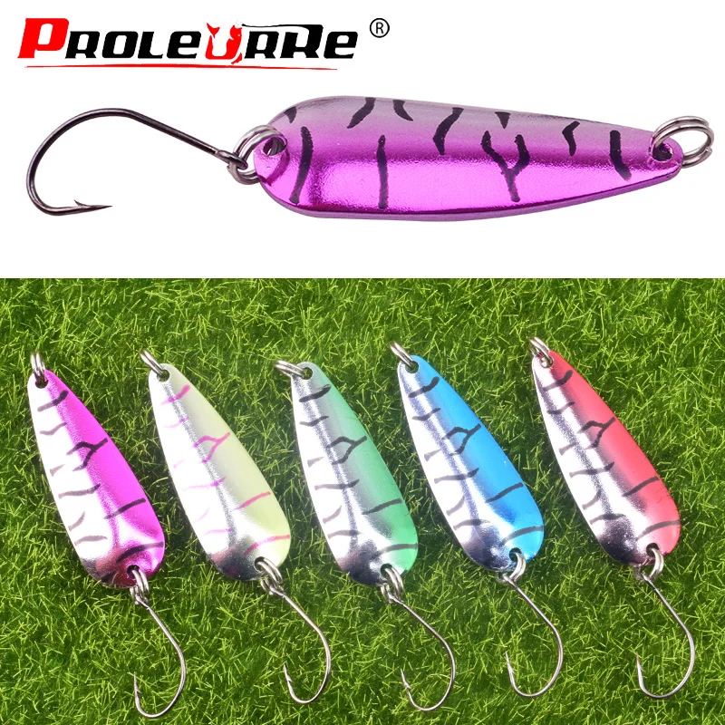 

5pcs/lot Rotating Spoons Trout Fishing Lures 6g 4.5cm Zinc Alloy Metal Casting Jig Bait Tackle with Single Hook Fishing Tackle