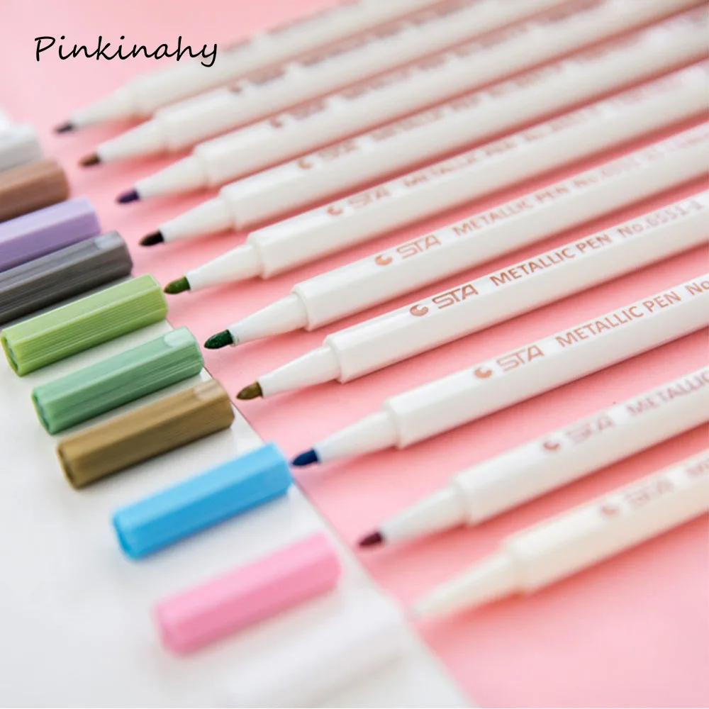 

1 pcs STA 10 Colors Metallic Color Pen DIY Scrapbooking Crafts Soft Graffiti Pen Markers For Stationery School Supplies