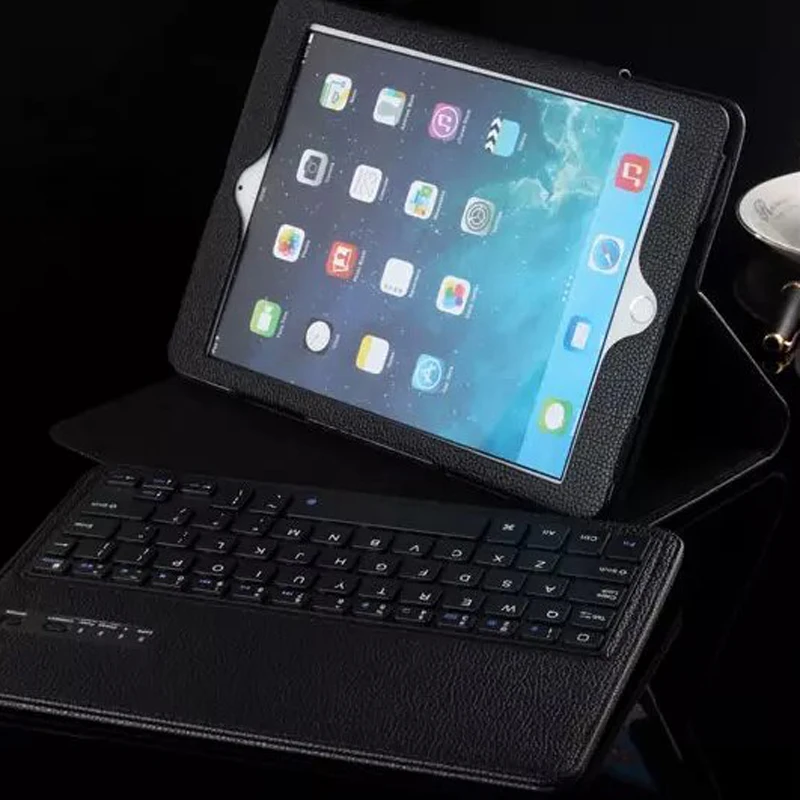 Removable PU Leather Flip Wireless Bluetooth Keyboard Case Cover for