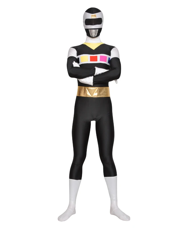 Denji Sentai Megaranger костюмы лайкра спандекс Косплей зентай Хэллоуин рейнджеры красный/черный/синий/розовый/желтый/серебряный костюм рейнджера - Цвет: MegaBlack