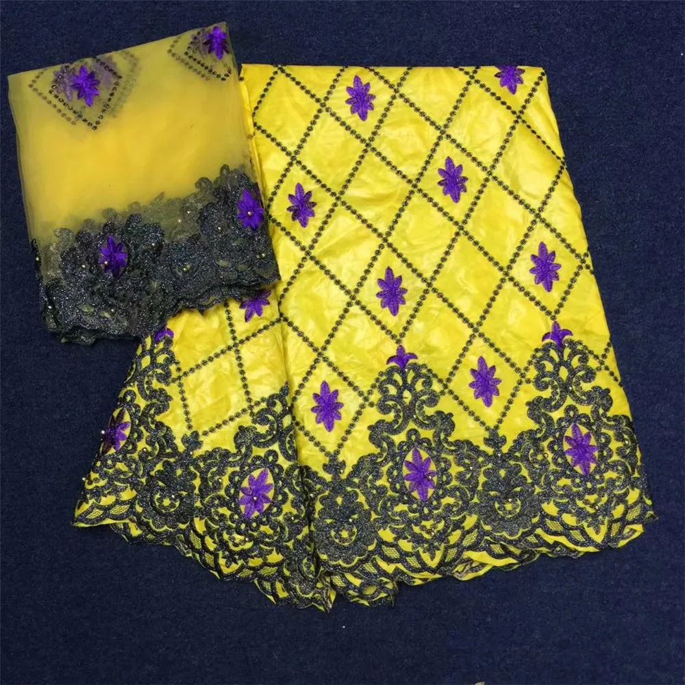 

bazin brode getzner yellow lace fabric bazin riche fabric tissus bazin riche getzner high quality african material7yard/lot LYB-