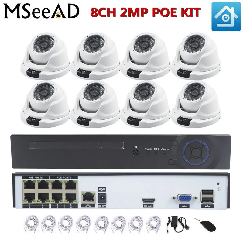 

8CH 1080P HDMI POE NVR Kit CCTV Camera System 2MP Outdoor Security IP Camera Dome P2P Video Surveillance System Set 2TB HDD