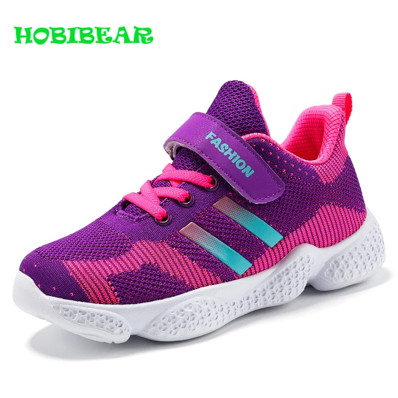

Summer Kids Girls Running Shoe Sneakers Cute Shoes for Kids Fashion Purple Rose Red Sports Shoe Girls Knitting Breathable Shoes