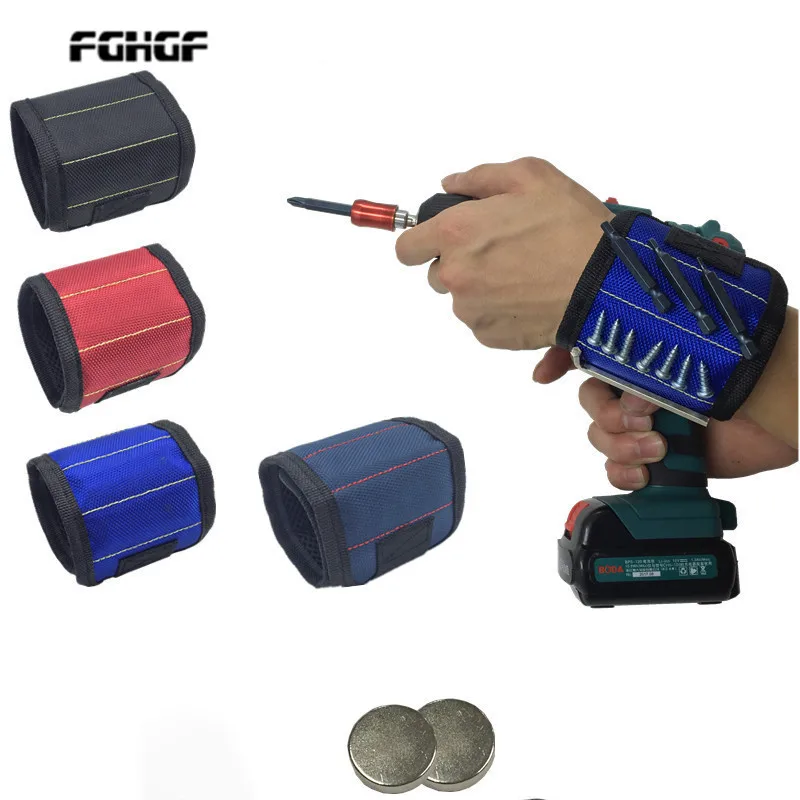

Polyester Magnetic Wristband Portable Tool Bag Electrician Wrist Tool Belt Screws Nails Drill Bits Holder Repair Tools