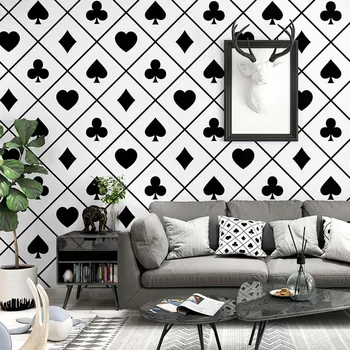 

Nordic Wallpaper Black and White Lattice Geometry Modern Poker Wallpaper Classic Wall Decoration