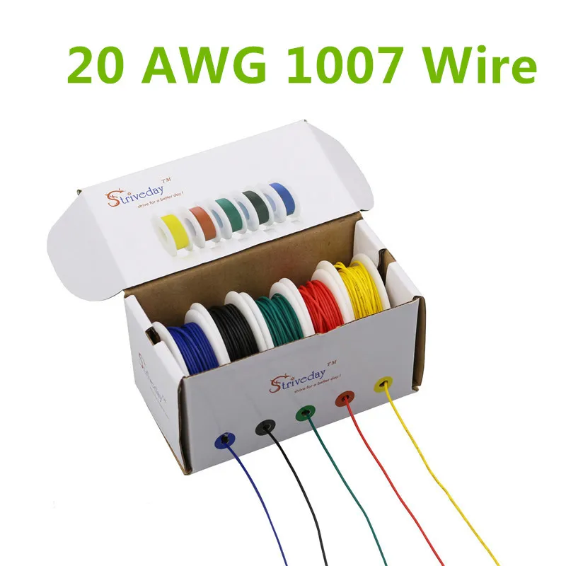 30 м UL 1007 20AWG 5 цветов микс коробка 1 коробка 2 посылка Электрический провод кабель Линия авиакомпания медный PCB Провод - Цвет: box1