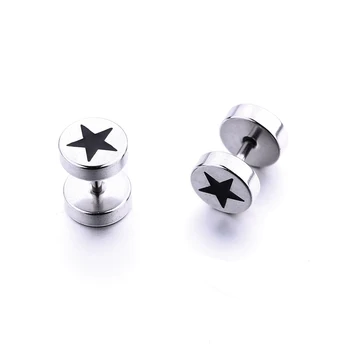 

Cool earring unisex man woman fashion earrings two sides pattern rock stud earrings 1 pair