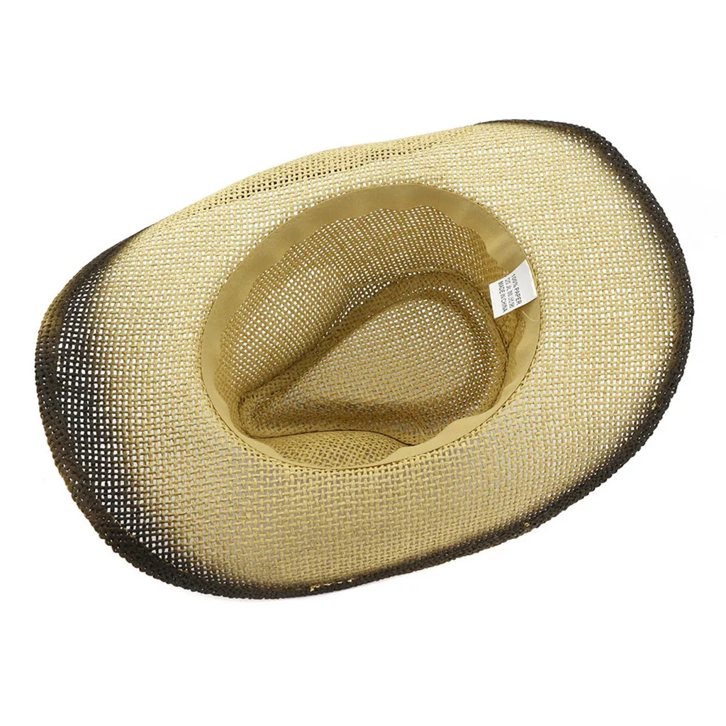 Women Straw Western Cowboy Hat For Summer Men Lady Cowgirl Sombrero Hombre Caps With Handmade Embroidery Hats#Zer