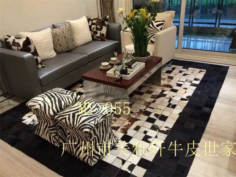 

2018 free shipping 1 piece via DHL 100% natural genuine cowhide cow leather rug