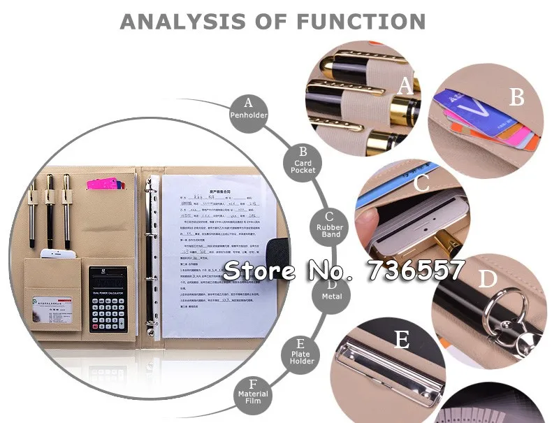 Новая кожаная папка для Портфолио Многофункциональный Органайзер планировщик кольцо для блокнота binder A4 файл папка с калькулятором канцелярских товаров