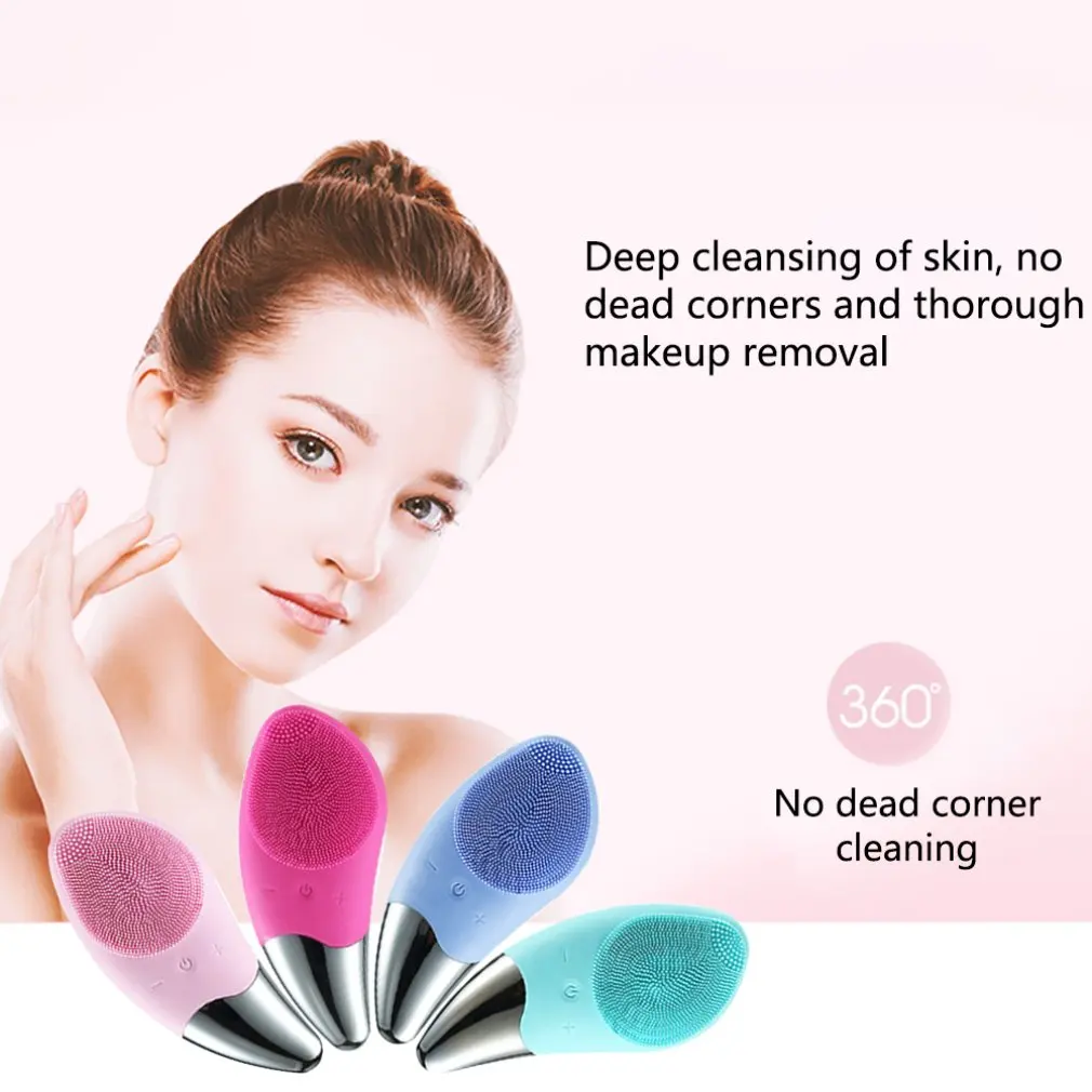 Ultrasonic Vibration Silicone Cleansing Instrument Wash Instrument Electric Wash Brush Washing Artifact Pore Cleaning Brush 3
