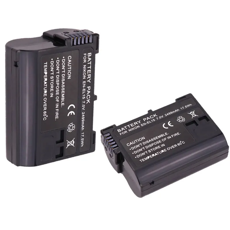 2PCS 2499 mAh EN EL15 en el15 ENEL 15 Camera Battery for NIKON D500