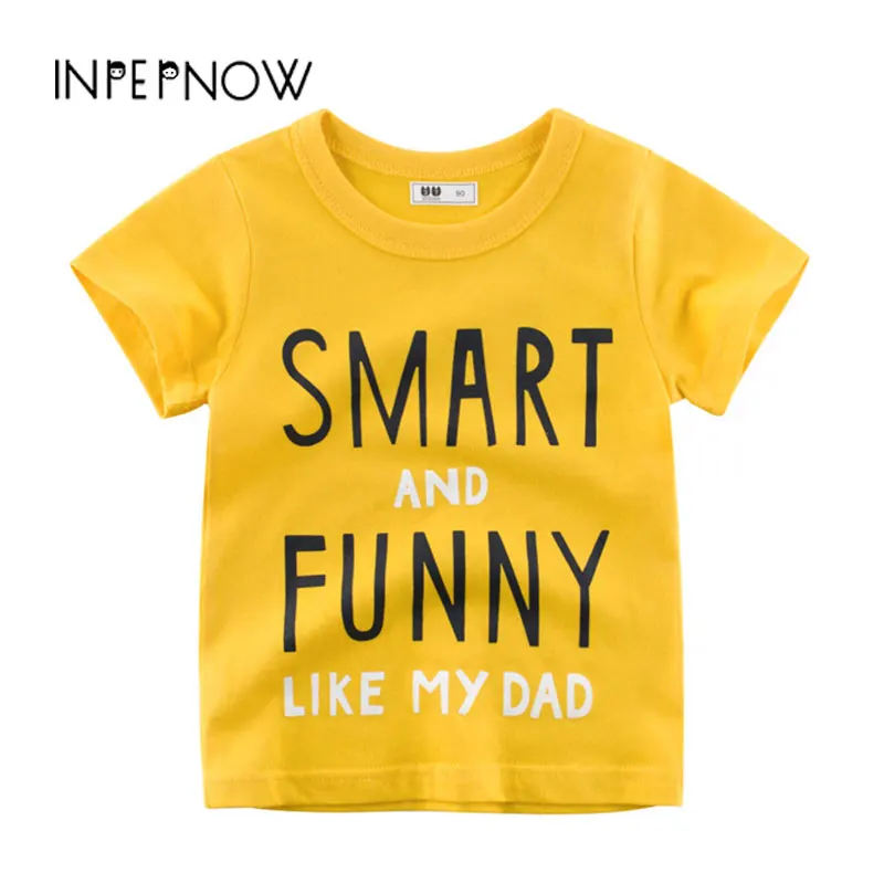 

T-shirts for Girls 2019 Baby Boy Summer Top Short Sleeve T Shirt for Children Yellow Letter Print Tshirt Kids Top Tees DX-CZX209