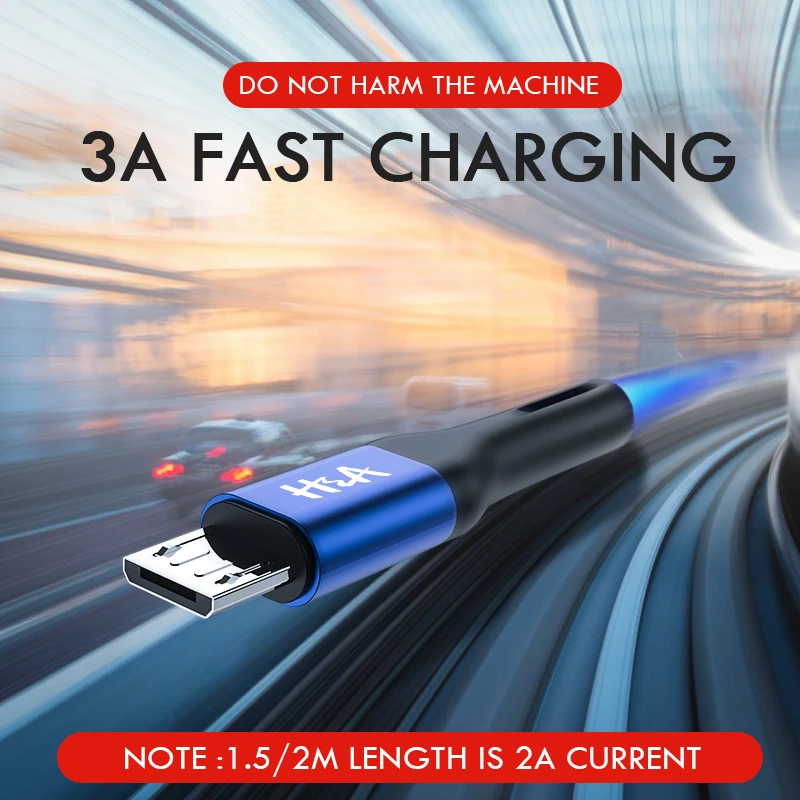 H & A المصغّر usb كابل سريع شحن المصغّر usb كابل الشاحن لسامسونج A7 2019 Xiaomi Redmi ملاحظة 5 شاحن هاتف محمول يعمل بنظام تشغيل أندرويد كابلات