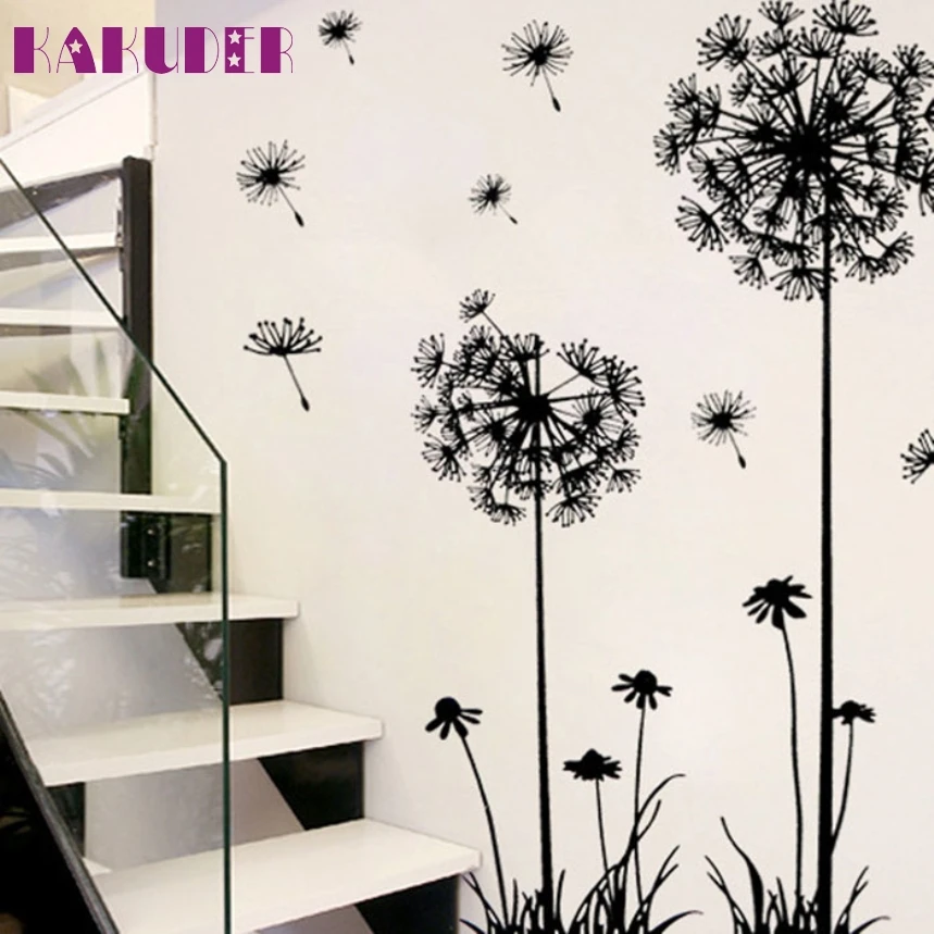 

KAKUDER Top Grand Flying Dandelion Wall Sticker Bedroom Stickers Poastoral Style Wall Stickers Original Design Sticking Paper