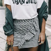 Новинка лето осень женские плиссированные юбки в стиле пэтчворк шифоновые льняные сетки клетчатые женские универсальные модные юбки с оборками D3813j