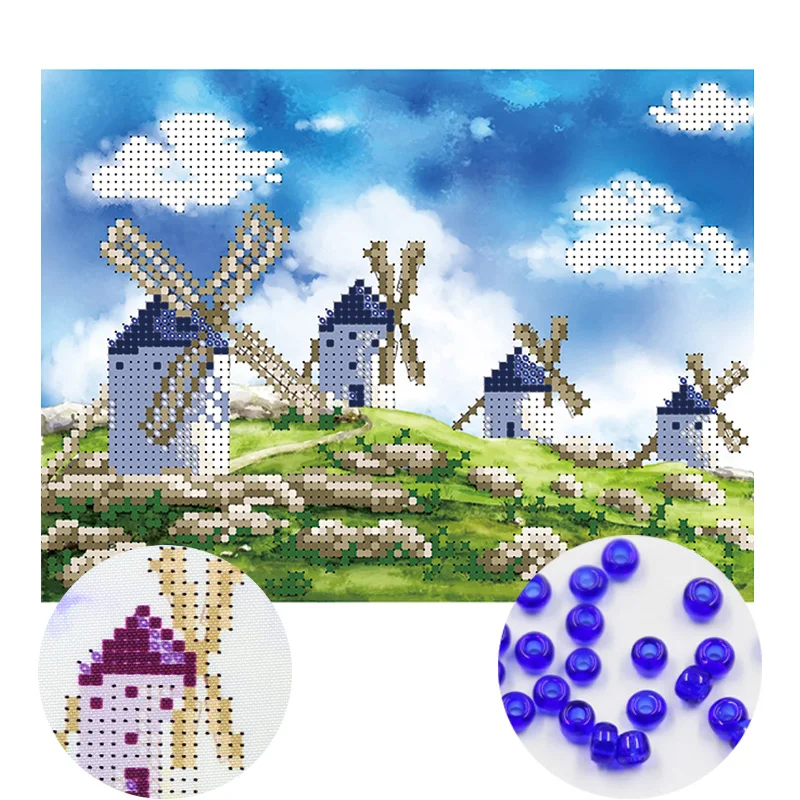 

Needlework,DIY bead Cross stitch,Embroidery stitch windmill,women Precise Printed scenic Pattern cross stitching,wall decoration