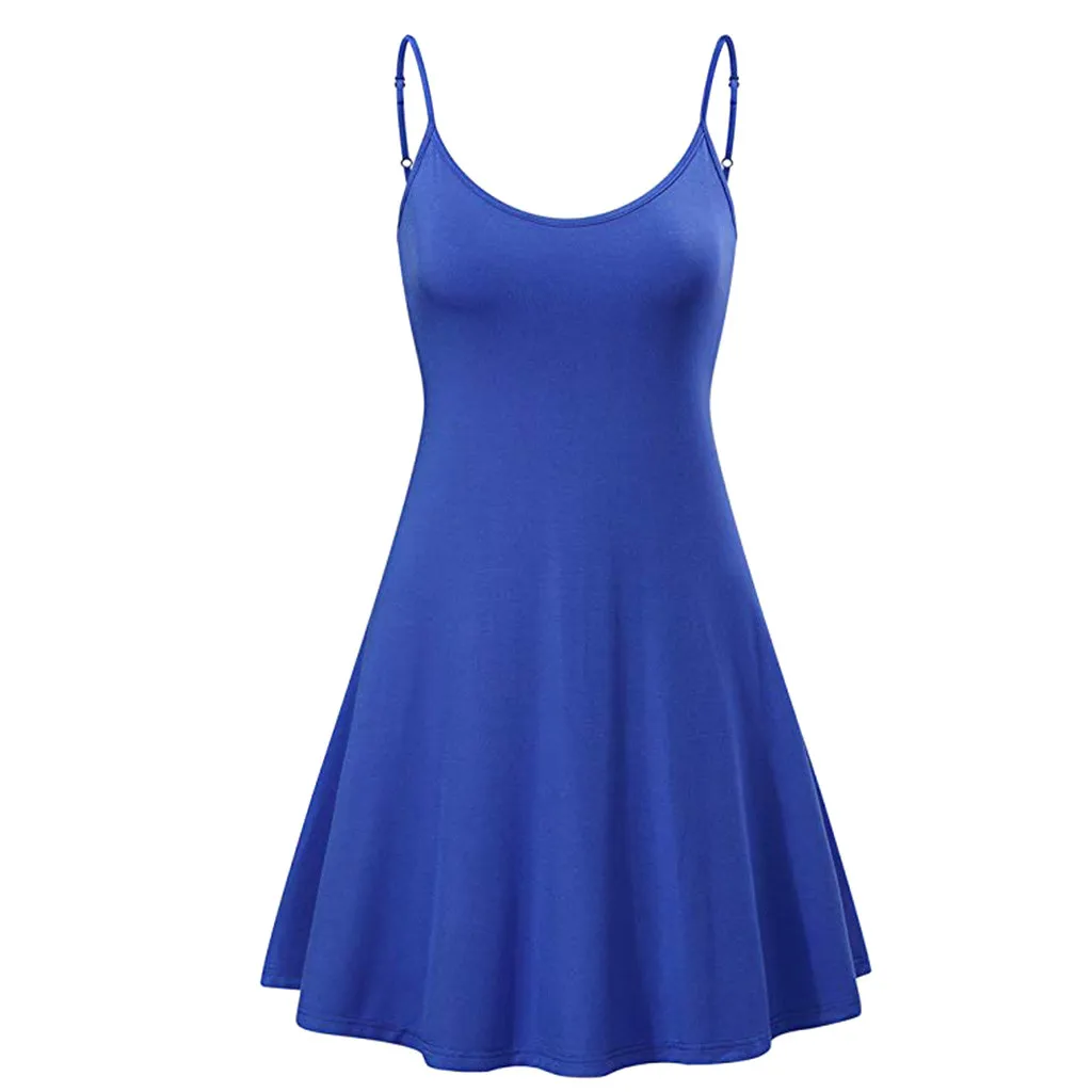 Женское летнее платье без рукавов, Сексуальное мини платье без рукавов, однотонные платья, облегающие вечерние платья, Пляжная Элегантная мода M12 - Цвет: BU