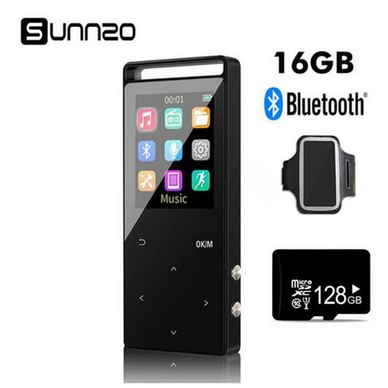 16 Гб Bluetooth MP3 плеер с 128 карты памяти Поддержка музыки FM запись шагомер. Наушники