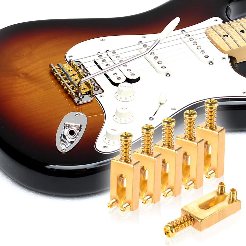 6 Pieces Brass Bridge Saddles with Wrench for Electric Guitarin Guitar