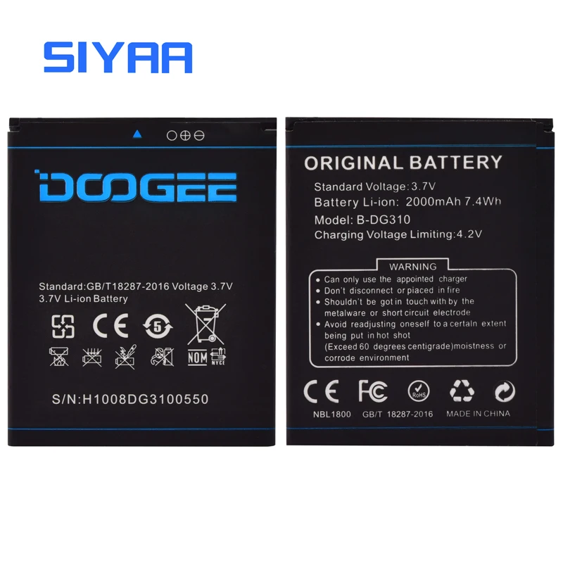 SIYAA B-DG310 аккумулятор BDG310 Для Doogee DG310 Высокая емкость 2000 мАч Напряжение 3,7 в Замена литий-полимерная батарея