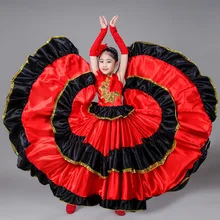 Для девочек, испанский бой быков, танцевальное платье, Бальные красные платья, детские платья для фламенко, детский костюм для сцены, H444