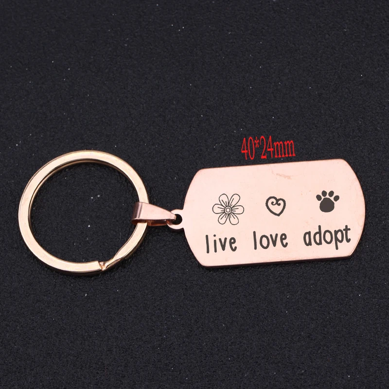 Ручная штамповка Live Love Adopt брелок из нержавеющей стали держатель для ключей