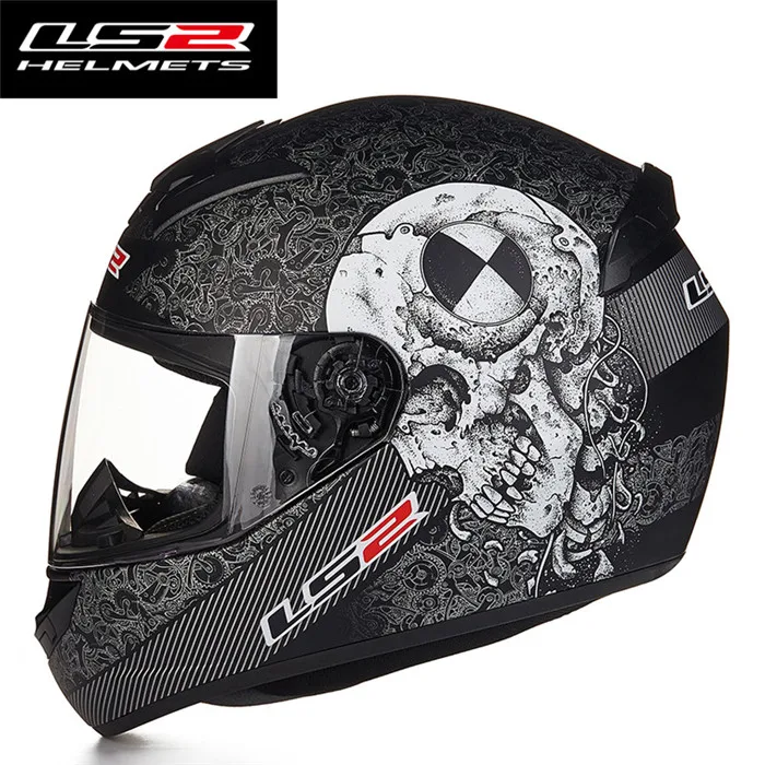 LS2 Шлемы FF352 петухи мотоцикл полный шлем Casco Capacete de motociclista скутер шлем для мужчин и женщин - Цвет: Skull Matt Black